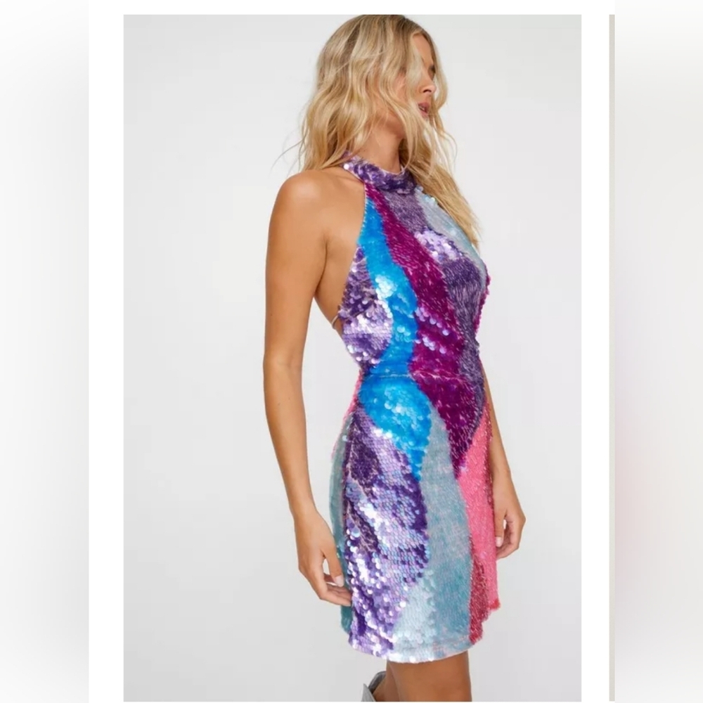 Sequin Multicolor Halter Dress
